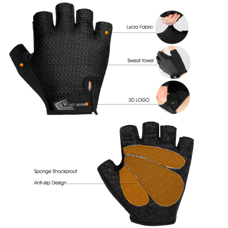 Luvas curtas para ciclismo WEST BIKING YP0211218, respiráveis e antiderrapantes, dedo curto, M, L, XL, 2XL