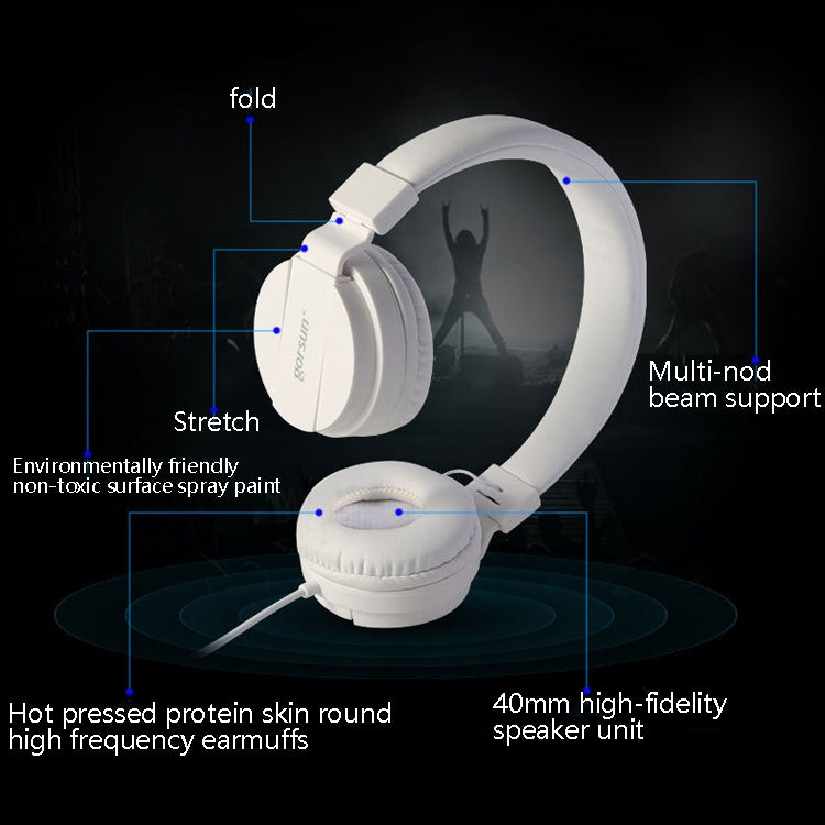 Auricular de Música para Telemóvel Gorsun GS-778, Auriculares Com Fios para Portátil e Crianças, Branco, Amarelo, Azul, Preto, Laranja, Vermelho Rosado