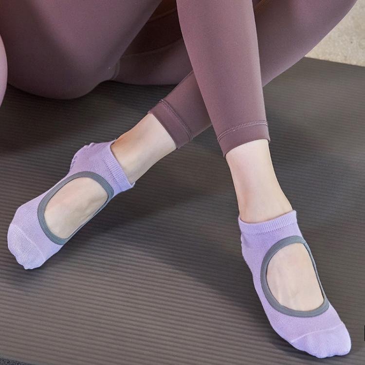 Meias de ioga e dança antiderrapantes sem costas para ginásio e desporto em piso interior, 35-42