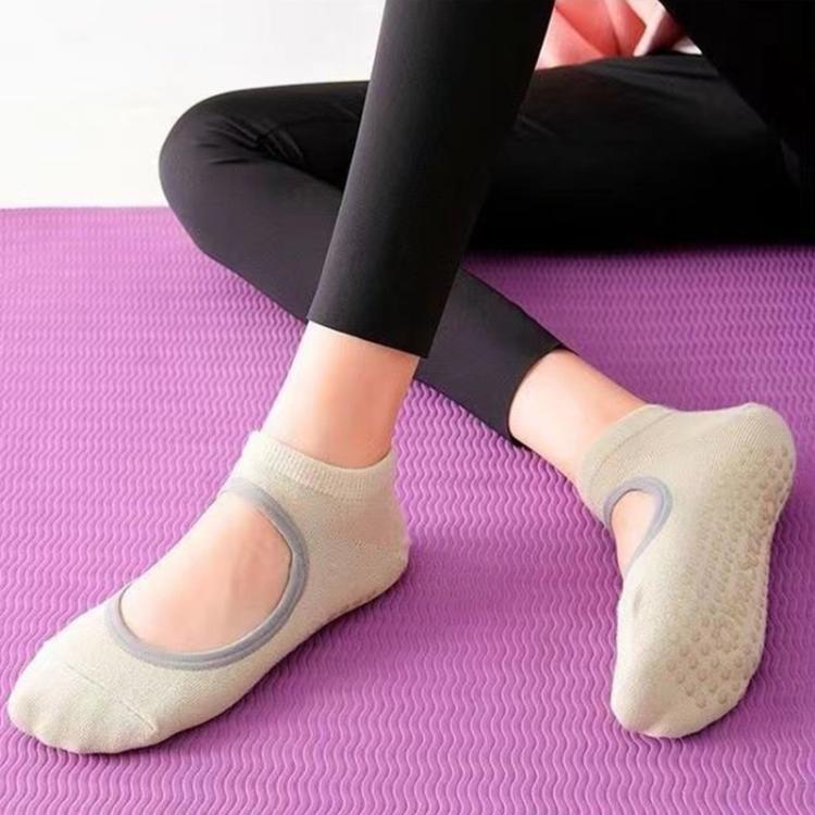 Meias de ioga e dança antiderrapantes sem costas para ginásio e desporto em piso interior, 35-42