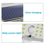 Luz Solar de Parede para Jardim com Iluminação em Quatro Lados, Luz Solar com Indução de Corpo Humano, Impermeável para Exterior, 90 LED