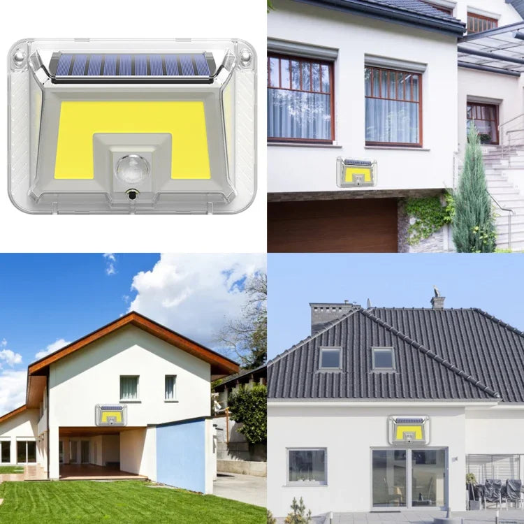 Luz Solar de Parede para Jardim com Iluminação em Quatro Lados, Luz Solar com Indução de Corpo Humano, Impermeável para Exterior, 90 LED