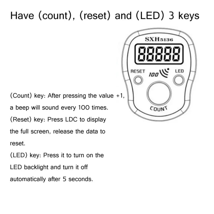 Contador Eletrónico LED Luminoso com Função de Lembrete Sonoro Após Cem, Entrega de Cor Aleatória, 4PCS Luminosos