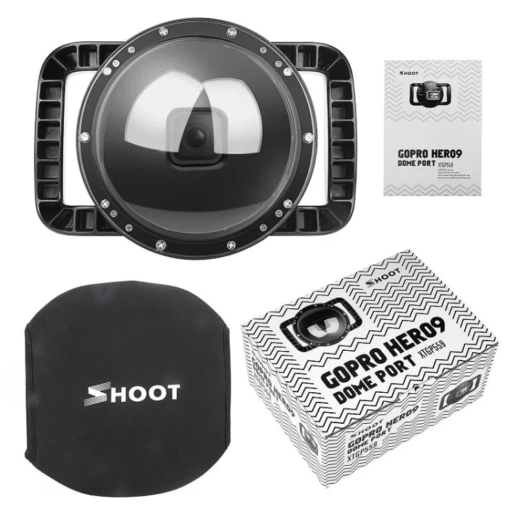 Capa Transparente para Lente de Câmara de Mergulho Subaquático com Porta Dome SHOOT XTGP559 Para GoPro HERO9 Black, Para GoPro HERO9 Black