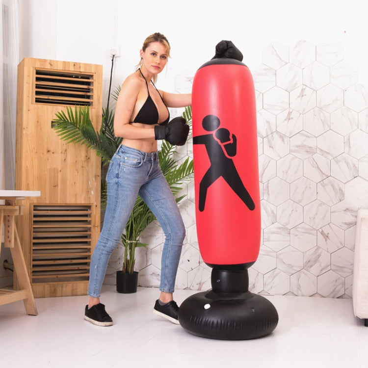 Coluna de Boxe Vertical Inflável Reforçada para Fitness Adultos e Crianças, Saco de Boxe Inflável Anti-Queda para Desabafo, 1,6m Amarelo, 1,6m Vermelho, 1,6m Preto