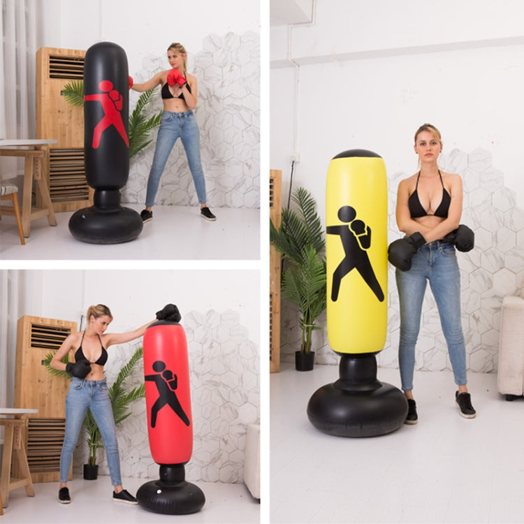 Coluna de Boxe Vertical Inflável Reforçada para Fitness Adultos e Crianças, Saco de Boxe Inflável Anti-Queda para Desabafo, 1,6m Amarelo, 1,6m Vermelho, 1,6m Preto