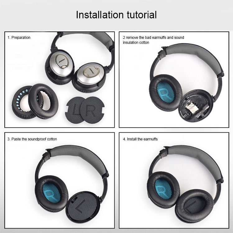 2 PCS Headset Sponge Cover For BOSE QC15 / QC2 / QC25 / AE2 / AE2i, Print Color + Blue LR, White + Blue LR, Print Color + Black, Black + Black, White + Black, Print Color + Gray, Khaki  + Gray, Coffee  + Gray, White  + Gray, Gray  + Gray               ...