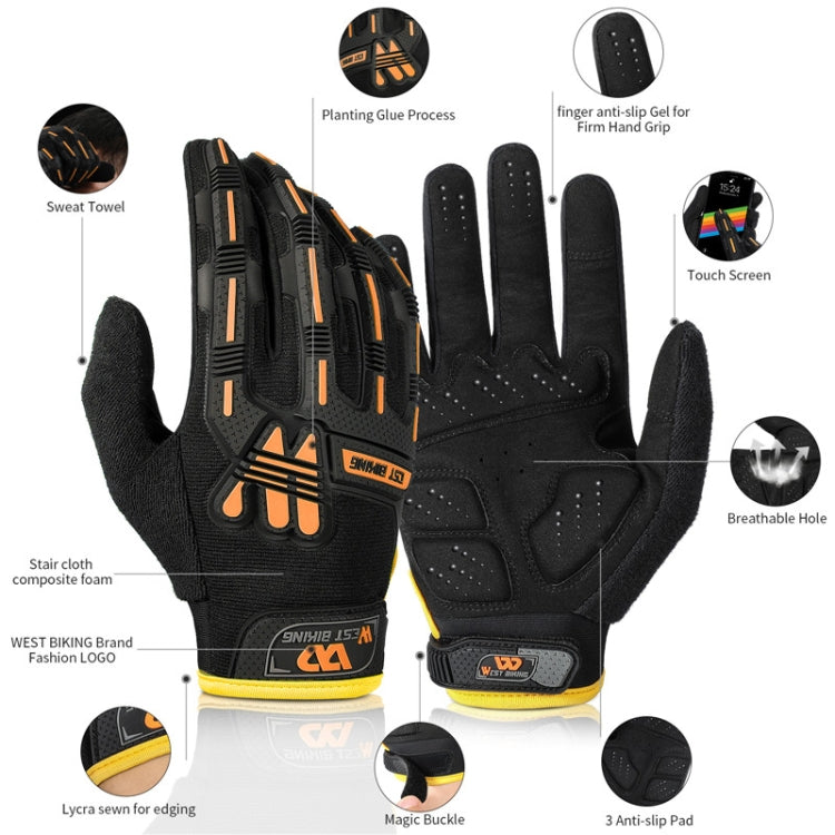 WEST BIKING YP0211208 Luvas de condução para motocicleta e bicicleta, dedos compridos, antiderrapantes, para ecrã tátil, M, L, XL