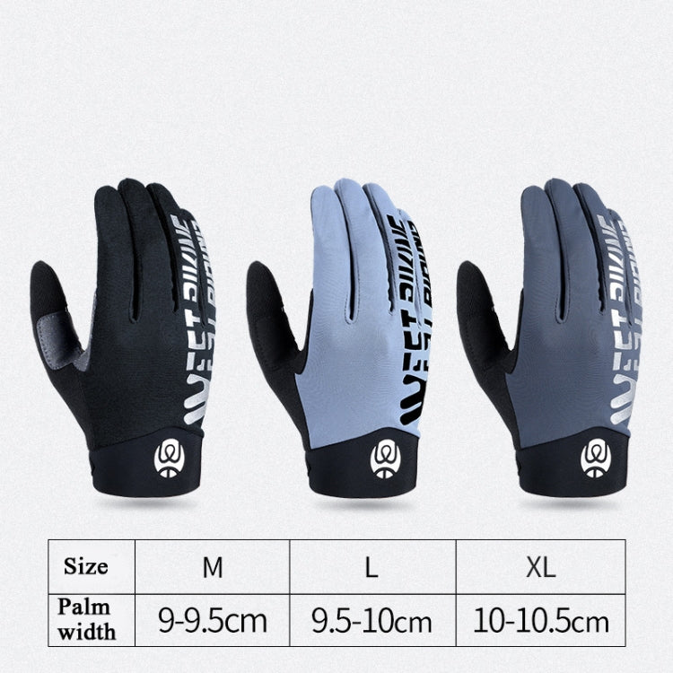 WEST BIKING YP0211214 Luvas de dedos compridos com absorção de choque, antiderrapantes, para ecrã tátil, luvas desportivas para ciclismo, M, L, XL