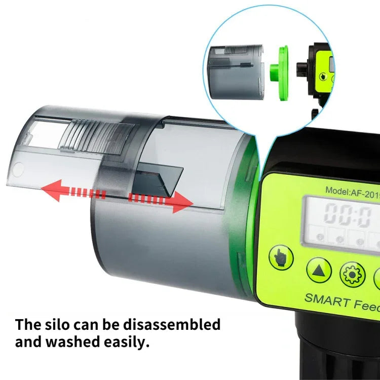 Alimentador Automático Inteligente com Temporizador para Aquário AquaBlue, Alimentador para Peixes Dourados, Grande Capacidade, Modelo: AF-2019B Versão em Inglês