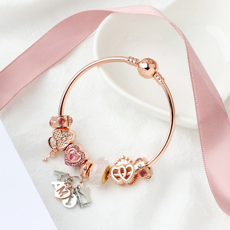 Pulseira Decorativa MGZ03 com Fecho de Coração de Amor em Ouro Rosa, Comprimento:, 18cm, 19cm, 20cm