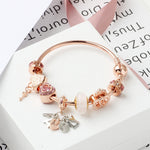 Pulseira Decorativa MGZ03 com Fecho de Coração de Amor em Ouro Rosa, Comprimento:, 18cm, 19cm, 20cm