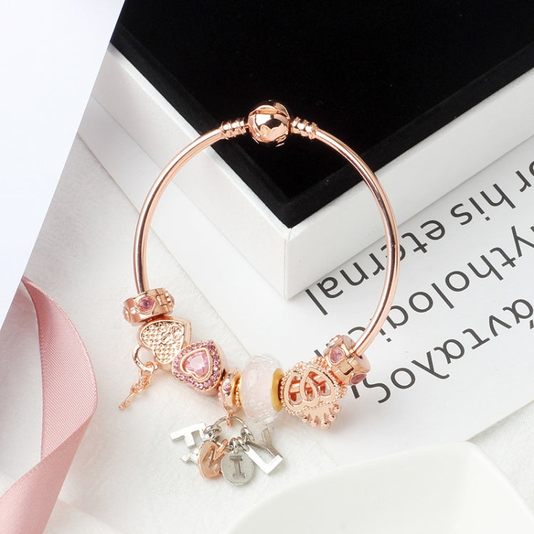 Pulseira Decorativa MGZ03 com Fecho de Coração de Amor em Ouro Rosa, Comprimento:, 18cm, 19cm, 20cm