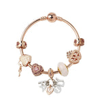 Pulseira Decorativa MGZ03 com Fecho de Coração de Amor em Ouro Rosa, Comprimento:, 18cm, 19cm, 20cm