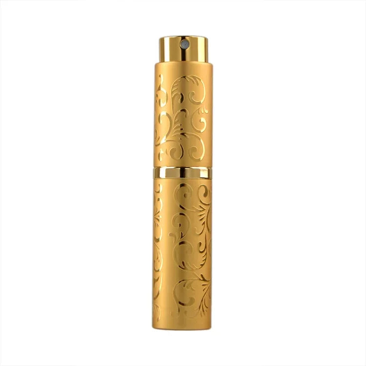 2 PCS Embossed Rotating Perfume Bottle Metal Discharge Bottle Sterilizing Alcohol Spray Bottle, 10ml