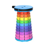 Banco Telescópico Dobrável para Exterior, Cadeira Portátil para Pesca, 45cm (Arco-íris)