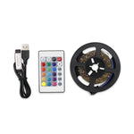 Fita de Luz LED RGB com Controlo Remoto de 16 Cores, Fita de Luz USB Simpática Neon Decorativa, 3m, 4m