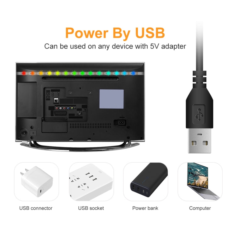 Fita de Luz LED RGB com Controlo Remoto de 16 Cores, Fita de Luz USB Simpática Neon Decorativa, 3m, 4m