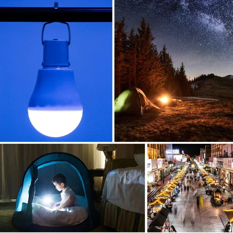 Lâmpada Solar LED USB Portátil Luz de Emergência para Exterior Iluminação para Campismo