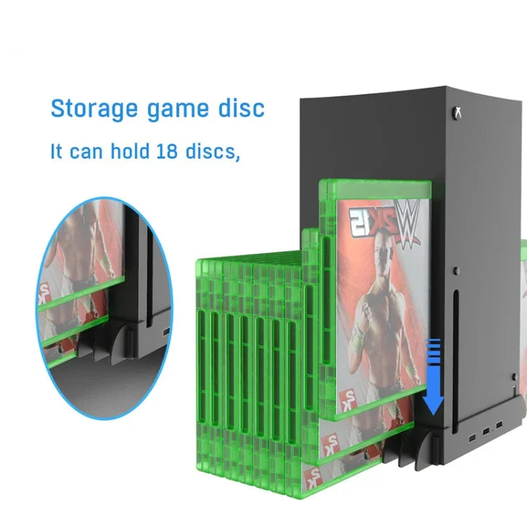 Base de Arrefecimento Multifuncional + Armazenamento de Discos de Jogos JYS X133 para Consola XBOX Series X, JYS X133