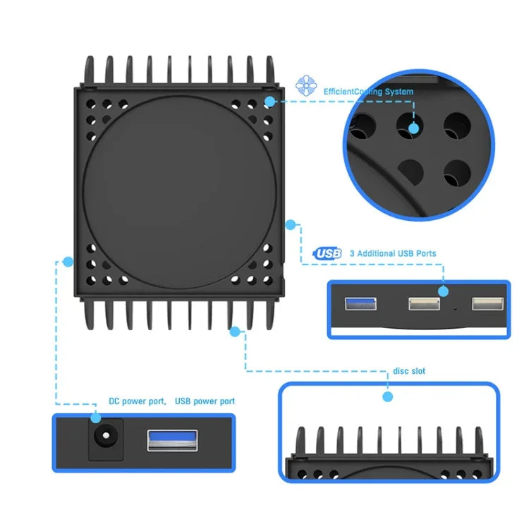 Base de Arrefecimento Multifuncional + Armazenamento de Discos de Jogos JYS X133 para Consola XBOX Series X, JYS X133