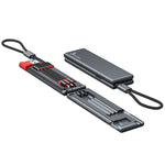 Oatsbasf 03083 Cabo de Carregamento Portátil Multifuncional Micro USB + USB-C / Type-C + 8 Pinos 3 em 1, Branco, Cinzento, Laranja, Verde