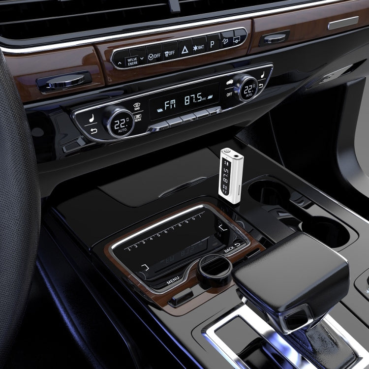 Adaptador Receptor Bluetooth 5.0 USB para Carro FM + AUX Áudio Saída Dupla Transmissor Estéreo, K9 Branco