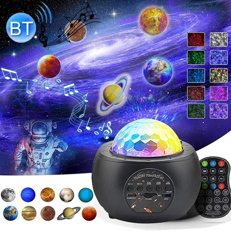 DQ-M3 Luz LED Rotativa do Céu Estrelado Projetor de Planetas Oceano com Música Bluetooth Suporta Cartão TF, Estilo:, USB + Bluetooth, Bateria + Bluetooth