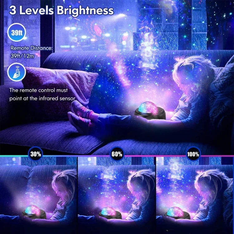 DQ-M3 Luz LED Rotativa do Céu Estrelado Projetor de Planetas Oceano com Música Bluetooth Suporta Cartão TF, Estilo:, USB + Bluetooth, Bateria + Bluetooth