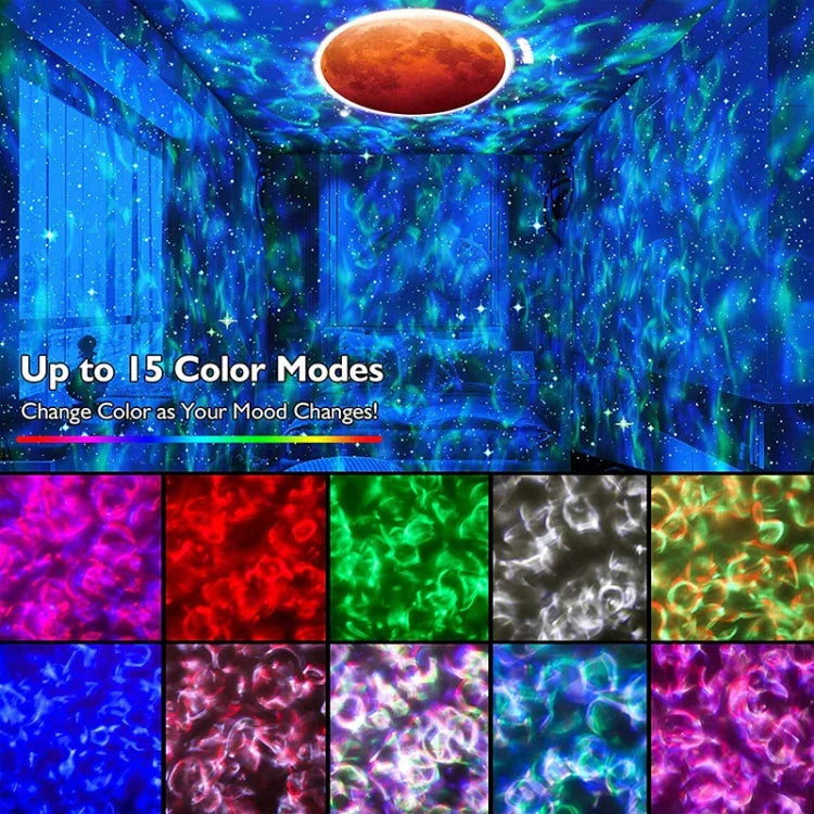 DQ-M3 Luz LED Rotativa do Céu Estrelado Projetor de Planetas Oceano com Música Bluetooth Suporta Cartão TF, Estilo:, USB + Bluetooth, Bateria + Bluetooth
