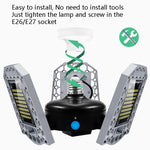 Luz industrial LED para mineração, luz impermeável com sensor, lâmpada dobrável de três folhas para garagem, 60W, 80W, 100W