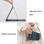 Espelho de Maquilhagem Dobrável Portátil de Alta Definição Espelho de Vaidade de Secretária em Pele PU, Tamanho: Médio (Rosa), Extra Grande (Preto), Extra Grande (Branco), Grande (Preto), Médio (Preto)
