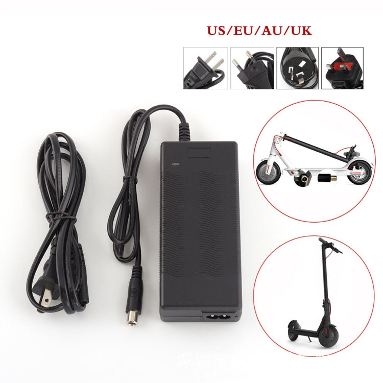 THGX-4202 42V / 2A DC Porta de Carregamento 5,5mm Adaptador de Energia Universal para Scooter Elétrico Carregador de Bateria de Lítio para Xiaomi Mijia M365 & Ninebot ES2 / ES4, Plugue UE, Plugue EUA, Plugue Reino Unido, Plugue AU