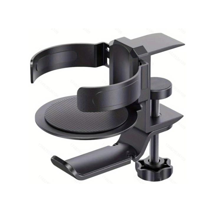 Suporte Giratório para Copos e Auscultadores Suporte para Auscultadores para Monitor de Café Internet, Preto, Prateado Lua