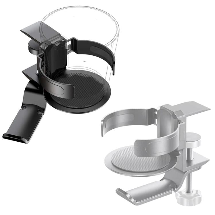 Suporte Giratório para Copos e Auscultadores Suporte para Auscultadores para Monitor de Café Internet, Preto, Prateado Lua
