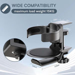 Suporte Giratório para Copos e Auscultadores Suporte para Auscultadores para Monitor de Café Internet, Preto, Prateado Lua