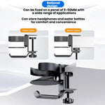 Suporte Giratório para Copos e Auscultadores Suporte para Auscultadores para Monitor de Café Internet, Preto, Prateado Lua
