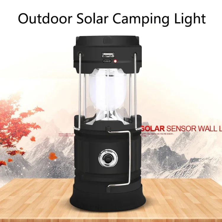 5803 Lâmpada Solar para Campismo LED de Emergência Portátil para Exterior Suporta Saída USB, Solar + USB