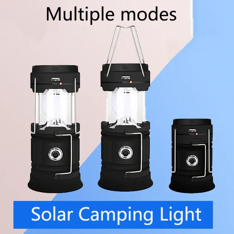 5803 Lâmpada Solar para Campismo LED de Emergência Portátil para Exterior Suporta Saída USB, Solar + USB