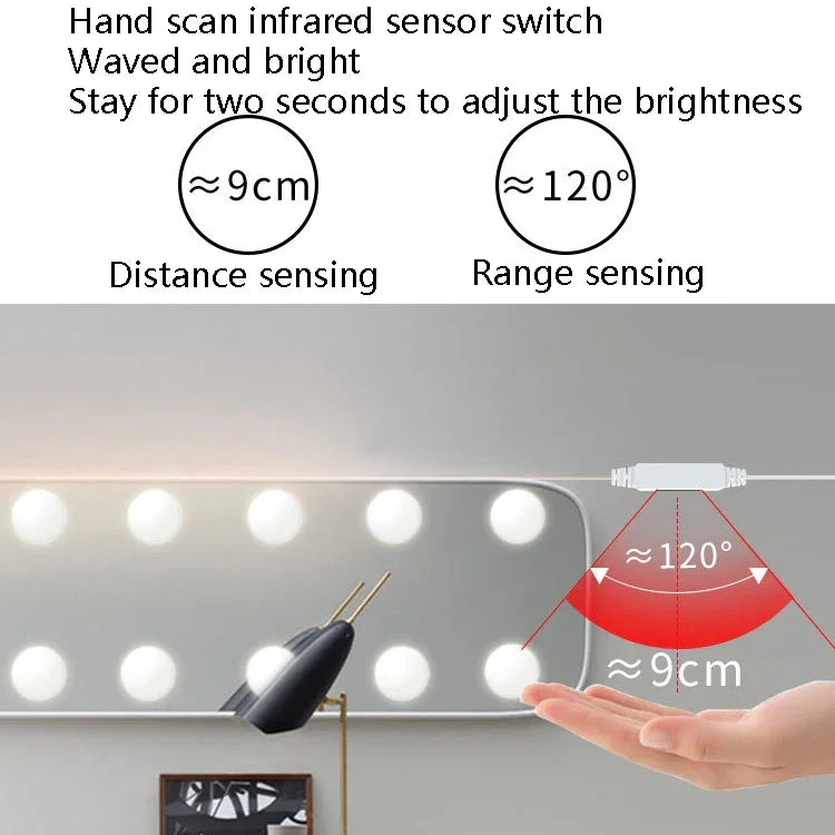 Lâmpada LED para Maquilhagem Luz de Preenchimento de Beleza para Espelho Luz Frontal com Sensor de Movimento Manual, 2 Lâmpadas, 6 Lâmpadas, 10 Lâmpadas, 14 Lâmpadas