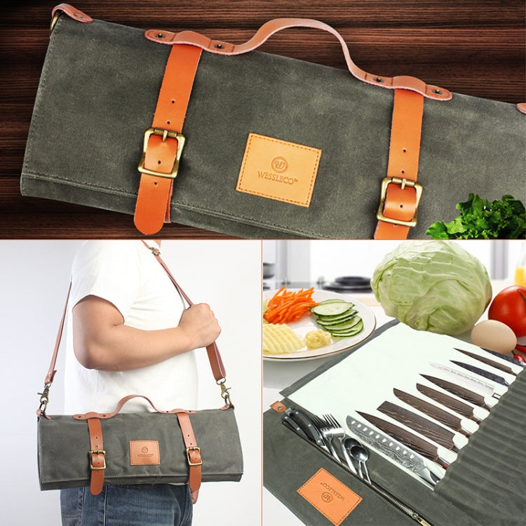 Bolsa de Armazenamento para Faca de Chef em Lona WESSLECO, WESSLECO Verde Exército