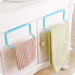 Kitchen Towel Rack Hanging Holder Cupboard Cabinet Door Back Hanger Towel Sponge Holder Storage Rack for Bathroom, White, Blue, Green, Pink