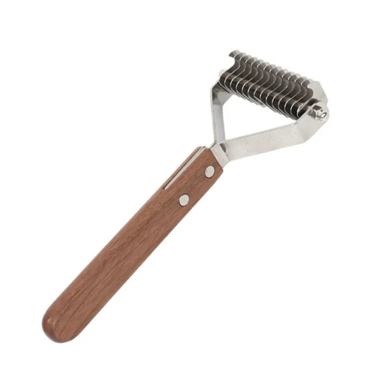 Pente de Limpeza e Cuidados para Animais de Estimação em Aço Inoxidável Walnut, Grande