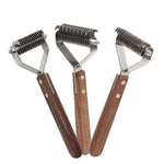 Pente de Limpeza e Cuidados para Animais de Estimação em Aço Inoxidável Walnut, Grande