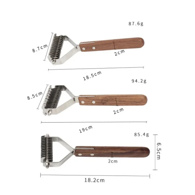 Pente de Limpeza e Cuidados para Animais de Estimação em Aço Inoxidável Walnut, Grande