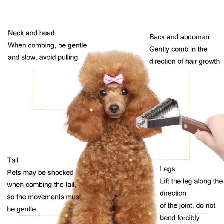 Pente de Limpeza e Cuidados para Animais de Estimação em Aço Inoxidável Walnut, Grande