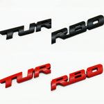 8 PCS Car Alloy Modified Turbocharged TURBO Metal Car Sticker Sports Body Sticker Car Tail Label Side Decoration Sticker, Large 12 X 1.4cm, Small 10 X 1cm
