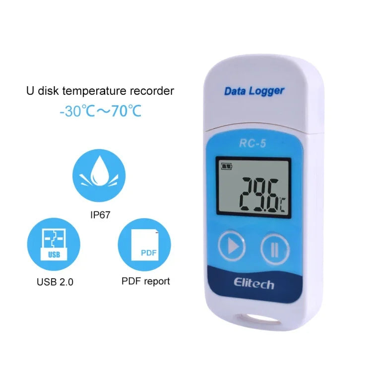 Registador de Dados de Temperatura Digital USB TTE35065 para Armazenamento em Armazém, Refrigeração, Armazenamento a Frio e Laboratório, TTE35065