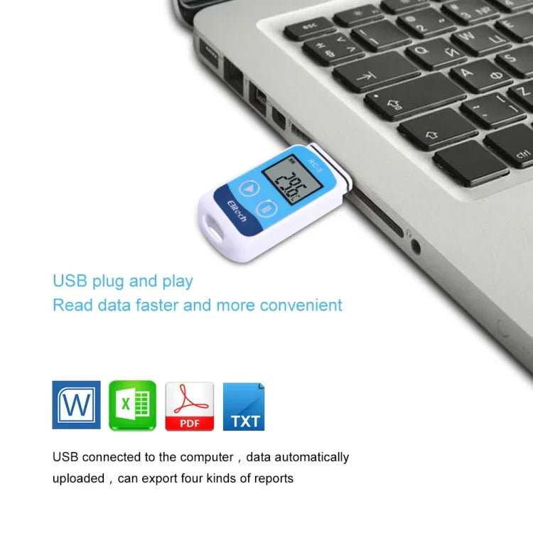 Registador de Dados de Temperatura Digital USB TTE35065 para Armazenamento em Armazém, Refrigeração, Armazenamento a Frio e Laboratório, TTE35065