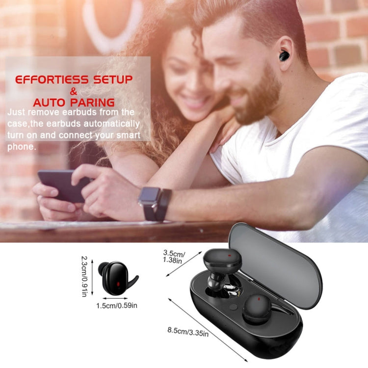 Auricular Bluetooth Sem Fios Y30 5.0 Intra-auricular Mini, Preto, Branco, Ecrã Digital Preto